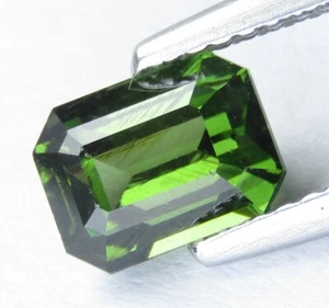 1.82Cts Deluxe Natural Unheated Green Zircon Emerald Cut Loose Gemstone - Picture 1 of 6