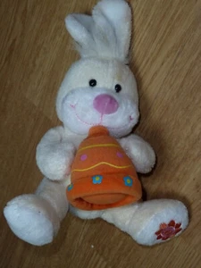 Kuscheltier PLÜSCH Hase Rabbit Bunny Hase Glocke Gispy Ostern WEISS ORANGE - Bild 1 von 1