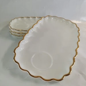 Lot Of 4 Vtg Fire King Anchor Hocking Luncheon Plate Rachel Pattern Gift Pretty - Picture 1 of 8