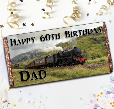 Personalised Steam Train Happy Birthday Milk Chocolate Bar Gift N59