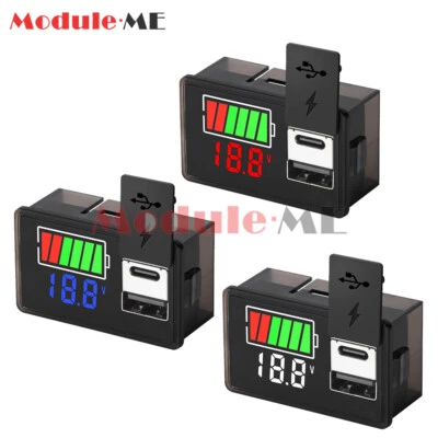 MARKENLOS Tipo-C USB Batería de Coche Voltímetro Indicador de Nivel Medidor de Capacidad de Batería de Iones de Litio