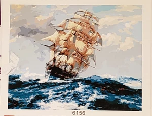 DIY Digital Painting Pirate Ship Sails Stormy Sea Paint by Numbers Kit 6156 - Picture 1 of 16