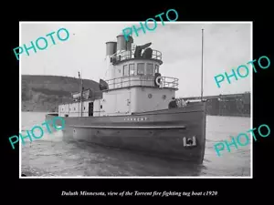 OLD 8x6 HISTORIC PHOTO OF DULUTH MINNESOTA THE FIRE TUGBOAT TORRENT c1920 - Picture 1 of 1
