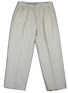 Pantalone uomo polo golf plissettato beige in ottime condizioni vita 34" x gamba 32" 100% cotone - Foto 1 di 8