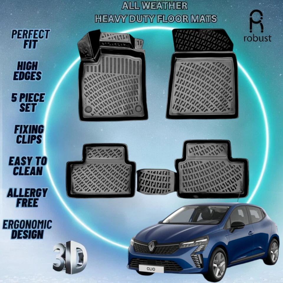 Tapetes de assoalho de carro personalizados para Renault Clio 5 2023-2025 TPE forros de borracha para todas as condições climáticas - Imagem 1 de 4