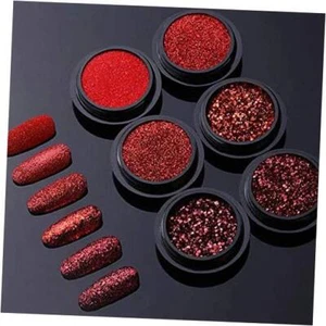 6 Boxes Red Nail Chrome Powder,Red Glitter Powder Nail 6boxes red sugar glitter - Picture 1 of 2