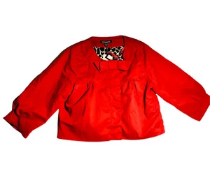 DIMRI Jacket - Cropped Solid Red Animal Print Lining - Size Medium - Picture 1 of 12