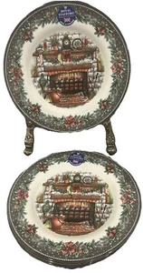 NEW 4 ROYAL STAFFORD CHRISTMAS EVE FIREPLACE Side Salad Dessert PLATES DISHES - Picture 1 of 4