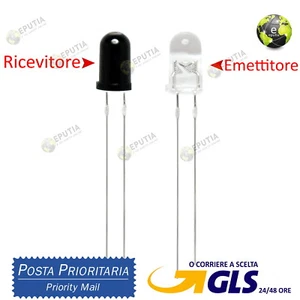 Coppia Led  5mm 940nm emettitore a infrarossi e ricevitore IR diodi  - Foto 1 di 1