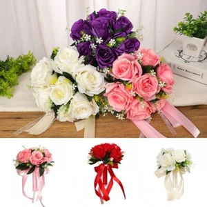 Bouquet Artificial Wedding Rose Bridal Bouquets Flower Bouquet Bride Bridesmaid - Picture 1 of 16