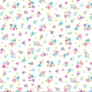 Rosa Viola e Blu Piccoli Fiori Novità Tessuto 100% Cotone Cucito Scegli Misura - Foto 1 di 1