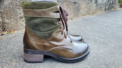 Dromedaris Kara leather Olive Green Boots Womens Size 36 US 6 NEW - Image 1 of 4