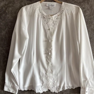 Camisa Blusa Mujer Vintage Años 90 M Encaje Blanca Lisa Josephs Hong Kong Foto 1 de 4