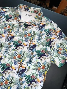 Royal and Awesome Golf Shirt Toucan Pineapples Tropical Performance Polo SZ XXL - Picture 1 of 14