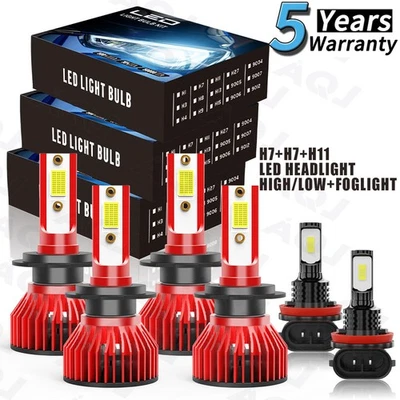 6000K White LED Headlight High Low Beam Fog Light Bulb For BMW 118i 2012-2019 - Image 1 of 4