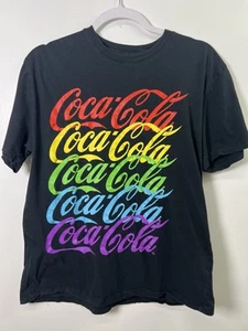 Rainbow Pride Coca-Cola Black T-shirt Coke Sz Small S Multicolor - Picture 1 of 4