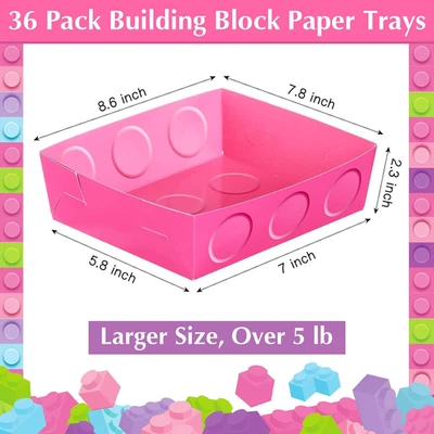 25 Pcs Block Building Party Favor 5 Lb Paper Food Trays Large Brick Theme Par... - Image 1 of 4