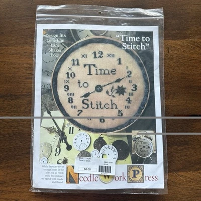 Needle Work Press TIME TO STITCH Cross Stitch Clock Chart W/Floss & Fabric - Image 1 of 4