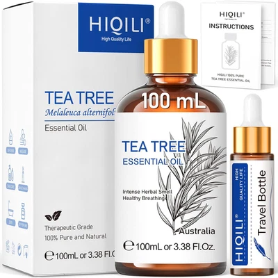 HUIQILI SUPPLY CHAIN HIQILI Tea Tree Oil 100Ml for Nail Fungus, Acne, Skin & Hair Care, Aromatherapy