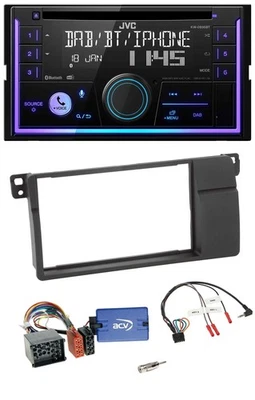 JVC Lenkrad USB 2DIN DAB Bluetooth CD Autoradio für BMW 3er E46 2000-2006 - Bild 1 von 4