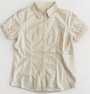 Girls Lands End Short Sleeve Button Up Blouse Uniform Yellow Size 12 - Picture 1 of 3
