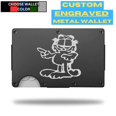 Custom GARFIELD Laser Engraved Wallet - Pick A Wallet Color - Image 1 of 4