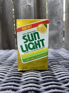 Detergente en polvo para lavavajillas Sun Light de colección 5,8 OZ caja palanca Bros defecto retro - Imagen 1 de 8