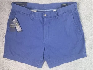 Polo Ralph Lauren pantaloncino chino uomo 36 SPTG blu vestibilità classica 6" piatto davanti nuovo con etichette - Foto 1 di 10
