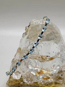 10K SOLID YELLOW GOLD OVAL-CUT BLUE TOPAZ TENNIS BRACELET - 7.5 " - 5.17g - Picture 1 of 9