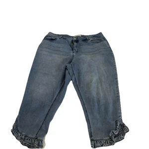 Vaqueros vaqueros est 1946 talla 16 Dobladillo con volantes Capris lavado claro Cottagecore para mujer - Imagen 1 de 5