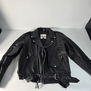 Vintage Excelled NY Leather Jacket Mens 44 Reg Size Quilted Biker - Picture 1 of 16