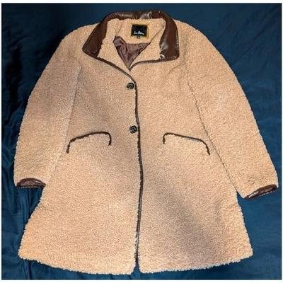 Chaqueta Abrigo Sam Edelman Imitación Piel de Oveja Largo Medio Grande Foto 1 de 4