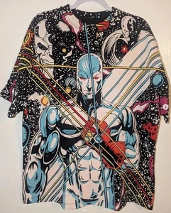 Camisa de colección Marvel Comics 1996 plateada con estampado completo reimpresión para fan - Imagen 1 de 4