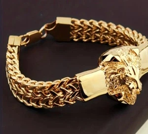 Stainless Steel Lion Head Chain Bracelet - Picture 1 of 4
