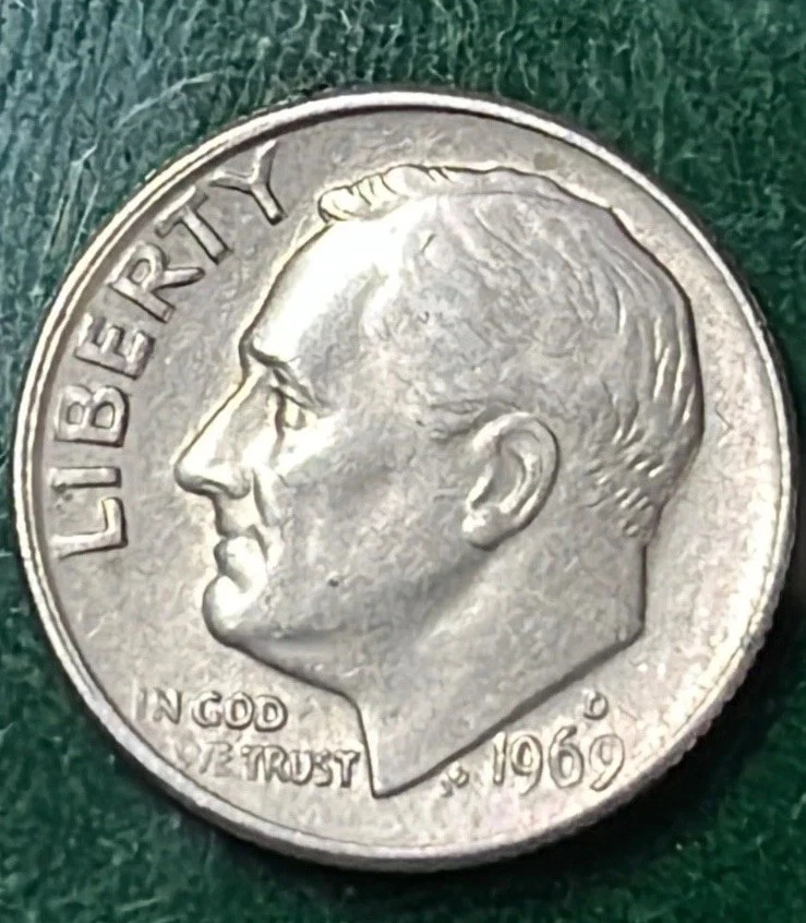 1969 d dime multiple errors - Image 1 of 4