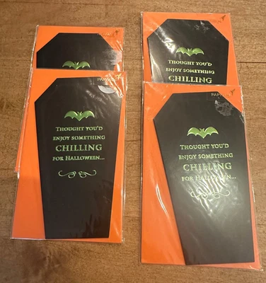 4 PAPYRUS Halloween Coffin  Cards "Thought You'd Enjoy Something Chilling... - Image 1 of 2