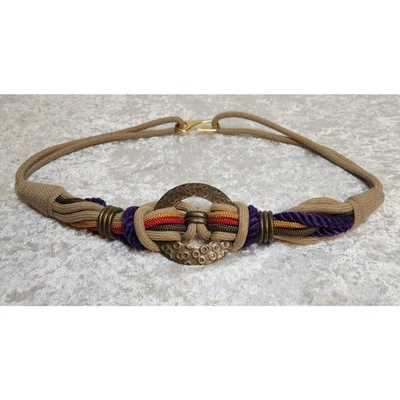 Cinto de cintura medalhão corda trançada colorido vintage - Tamanho pequeno - Imagem 1 de 4
