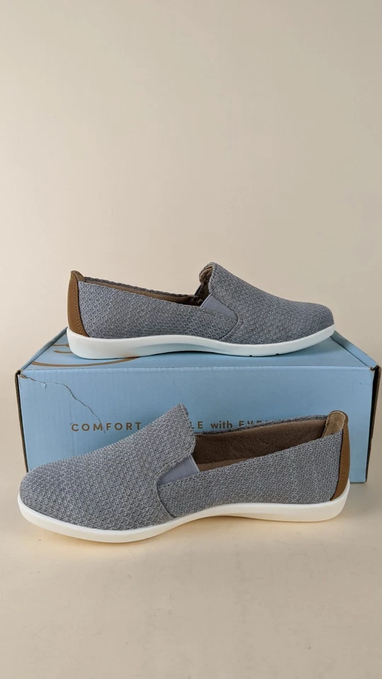 LifeStride Next Level Slip Ons Shoes Womens 5.5 M Grey Knit Casual Flats NWB