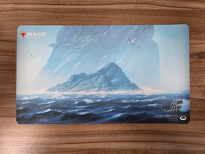 Magic the Gathering Unstable Island Playmat John Avon Signed - Picture 1 of 3
