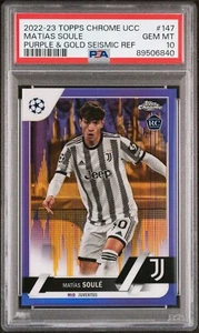 2022-23 Topps Chrome UEFA UCC Matias Soule #147 Purple & Gold Seismic PSA 10 RC - Picture 1 of 2