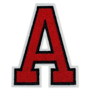 3" Embroidered Iron-On Alphabet Letter Patches, 1 pc, TR-12249 (Red/Black/White) - Picture 1 of 37