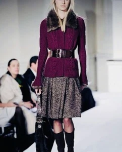 Runway Oscar de la Renta Fall 2008 Brown Wool Blend Pockets Flare Dress - Picture 1 of 6