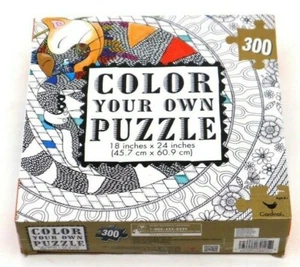 Color Your Own Puzzle | 300 Pieces | Cat Puzzle Art | 18 x 24 inches  | Ages 8+ - Picture 1 of 4