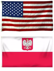2x3 2'x3' Wholesale Combo USA American & Poland Polish Eagle Flag Grommets - Picture 1 of 2
