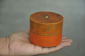 Vintage Wooden Orange Handcrafted Fine Lacquer Powder Box - Picture 1 of 9
