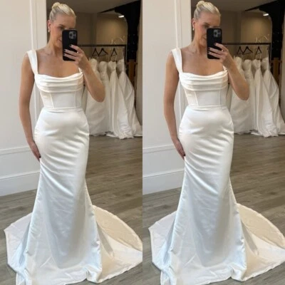 Satin Wedding Dresses Mermiad Simple Spring Beach Boho Dreaming Bridal Gowns - Image 1 of 4