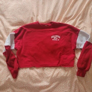 Hollister Womens XS Long Sleeve Cropped Sweatshirt Varsity Logo Burgundy White - Picture 1 of 4