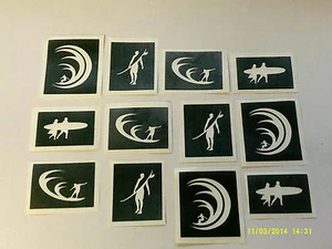 30 surfing themed stencils for glitter tattoos airbrush (mixed) ocean waves surf - Picture 1 of 1