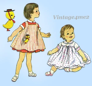 1950s Vintage Simplicity Sewing Pattern 2667 Toddler Girls Dress & Pinafore Sz 3 - Picture 1 of 5