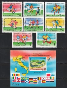 Romania 1990 MNH Mi 4594-4601+Block 262 Sc 3602-3609 World Cup Soccer.Italy'90** - Picture 1 of 1